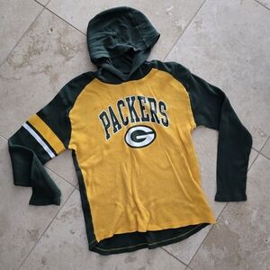 Green Bay Packers Youth SZ Large 14-16 Pullover Hoodie Thermal Sweatshirt